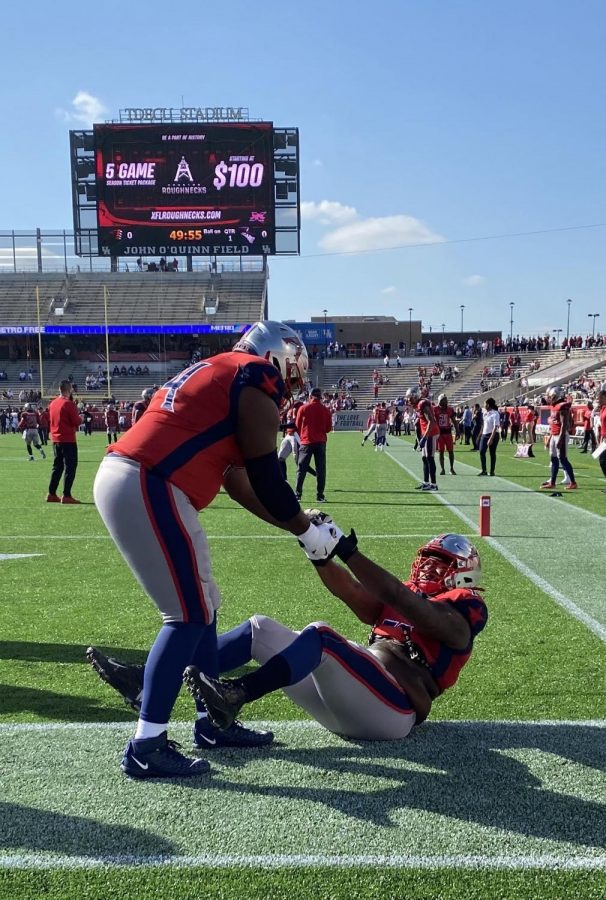 The Houston Roughnecks play at their first XFL game of the season.