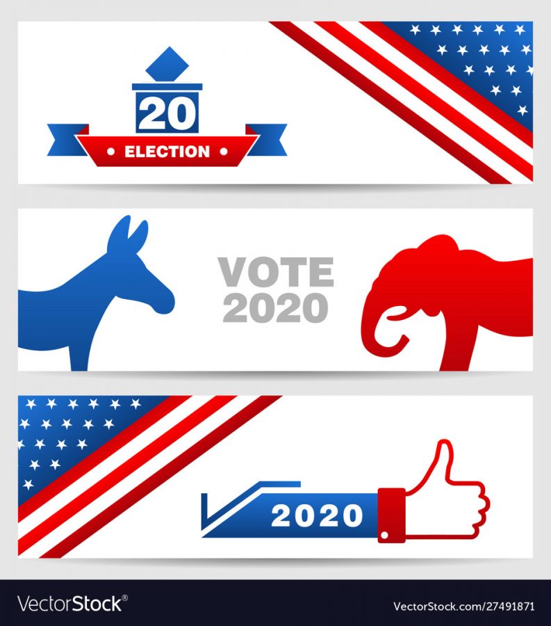Presidential Election 0f USA 2020. Vote, Voting. Set American Advertising Cards - Illustration Vector